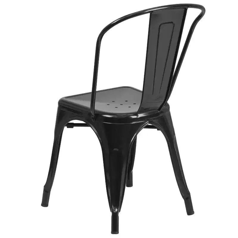 Ensemble table carrée métallique 80 cm qualité commerciale avec 4 chaises empilables pour intérieur/extérieur – Sanzelize Design