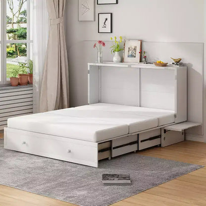 Lit escamotable Murphy 152 x 203 cm, lit coffre Cube avec station de charge et espace de rangement – Sanzelize Design