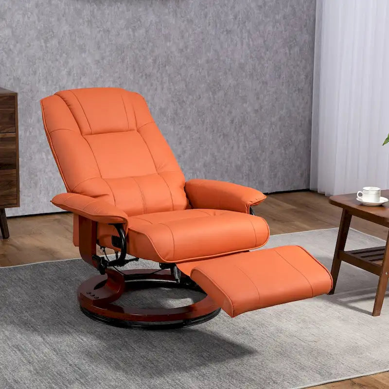 Fauteuil inclinable manuel pivotant en similicuir avec repose-pieds confortable et relaxant – Sanzelize Design