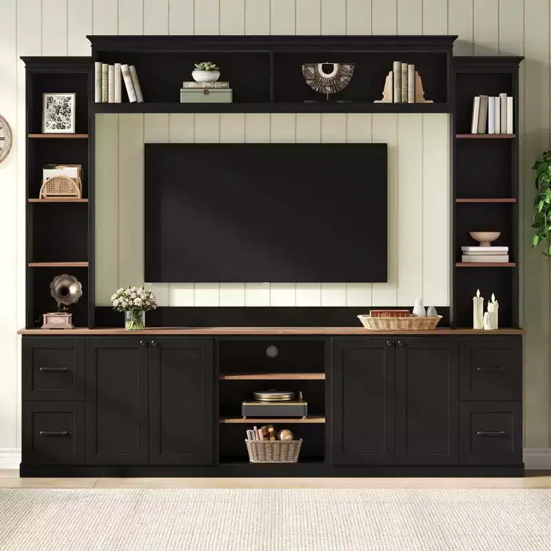 Meuble TV mural 4-en-1 de style campagnard, convient aux téléviseurs jusqu'à 178 cm – Sanzelize Design