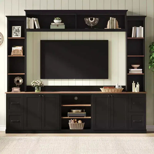 Meuble TV mural 4-en-1 de style campagnard, convient aux téléviseurs jusqu'à 178 cm – Sanzelize Design