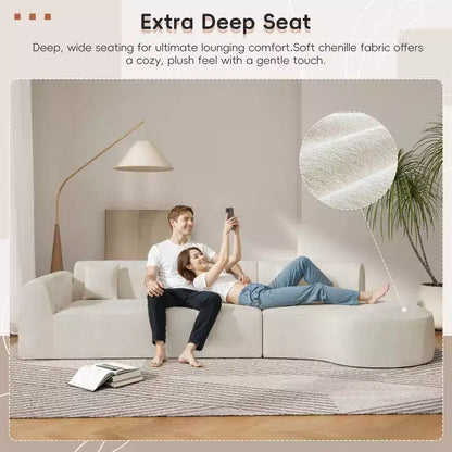 Canapé d'angle moderne incurvé de 355 cm avec méridienne, ensemble 3 pièces, pour salon – Sanzelize Design