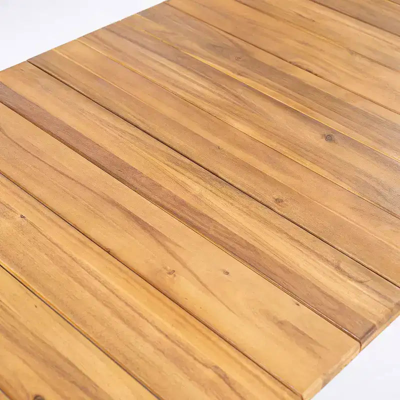 Ensemble de salle à manger d'extérieur rustique Irene 9 pièces en bois d'acacia avec chaises à dossier incurvé et – Sanzelize Design