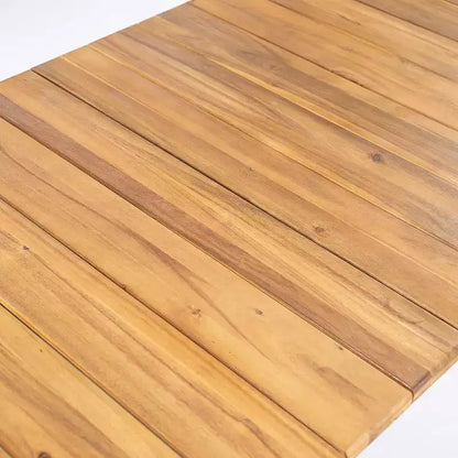 Ensemble de salle à manger d'extérieur rustique Irene 9 pièces en bois d'acacia avec chaises à dossier incurvé et – Sanzelize Design