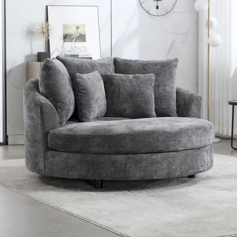Fauteuil Moderne Rond Avec 5 Coussins Et Pouf Optionnel – Sanzelize Design