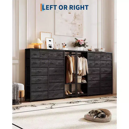 Commode de rangement avec 16 tiroirs, tringle à vêtements et étagères – Sanzelize Design
