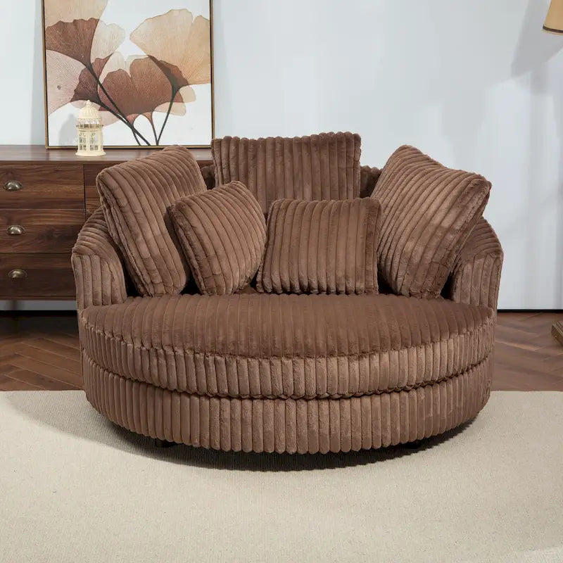 Fauteuil Moderne Rond Avec 5 Coussins Et Pouf Optionnel – Sanzelize Design