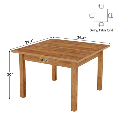 Table à manger carrée de 100 cm pour 2-4 personnes avec pieds en bois massif pour salon et salle à manger – Sanzelize Design