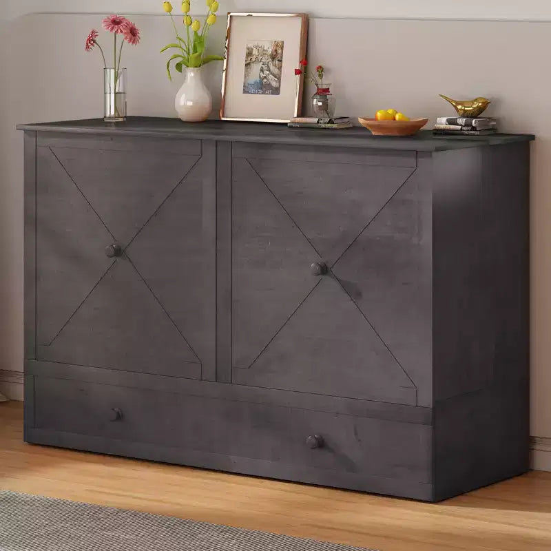 Lit escamotable Murphy 152 x 203 cm, lit coffre Cube avec station de charge et espace de rangement – Sanzelize Design