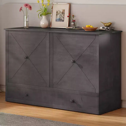 Lit escamotable Murphy 152 x 203 cm, lit coffre Cube avec station de charge et espace de rangement – Sanzelize Design