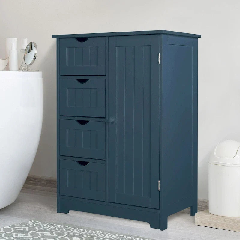 Meuble de Rangement Salle de Bain sur Pied avec 4 Tiroirs – Sanzelize Design