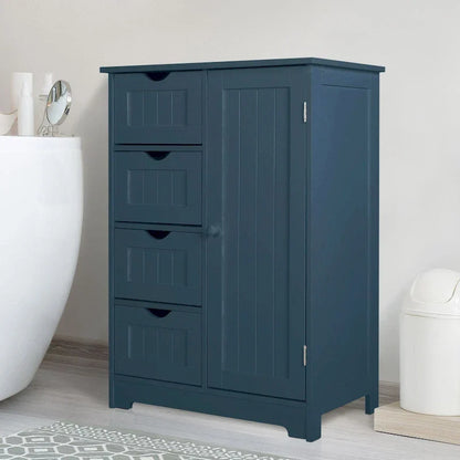 Meuble de Rangement Salle de Bain sur Pied avec 4 Tiroirs – Sanzelize Design