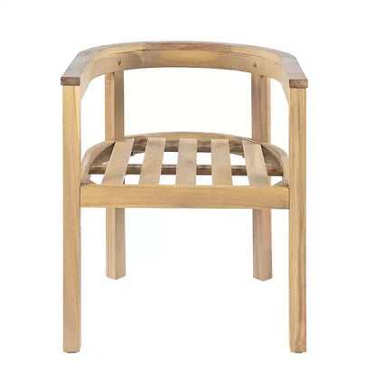 Ensemble de salle à manger d'extérieur rustique Irene 9 pièces en bois d'acacia avec chaises à dossier incurvé et – Sanzelize Design