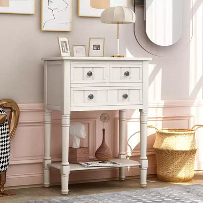 Console étroite de 60 cm avec 3 tiroirs et étagère, table d'appoint pour petite entrée ou salon – Sanzelize Design