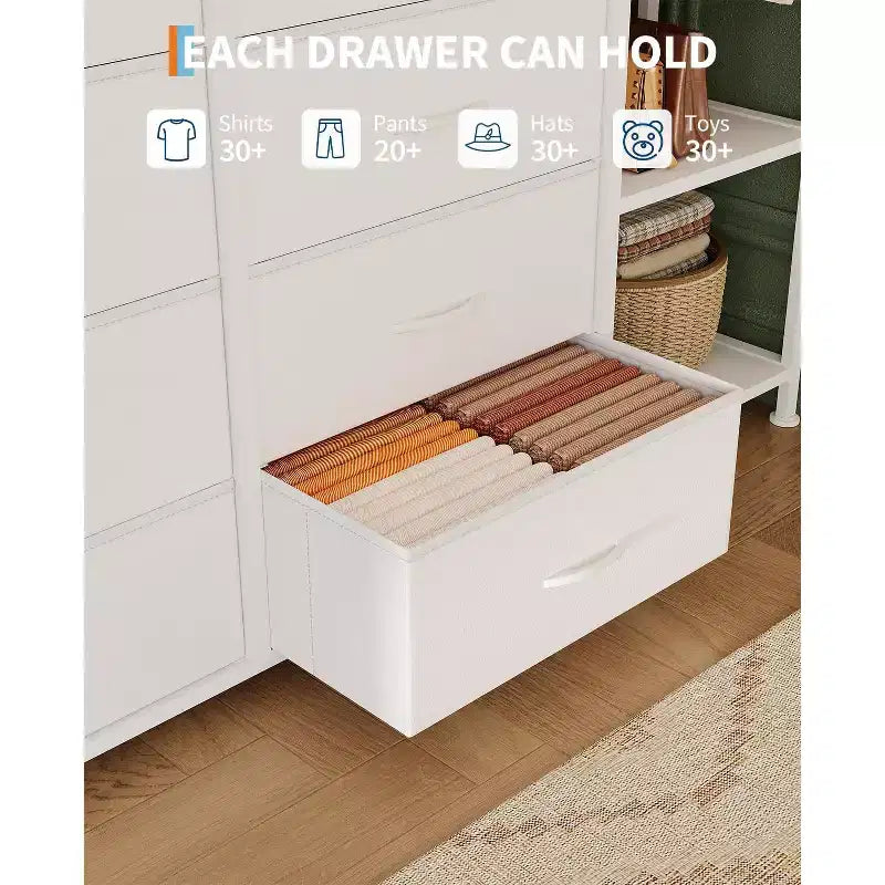Commode de rangement avec 16 tiroirs, tringle à vêtements et étagères – Sanzelize Design