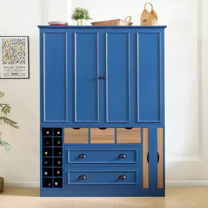 Garde-manger de cuisine autoportant de 180 cm de haut, grand buffet de salle à manger avec 4 portes pliantes, étagères – Sanzelize Design