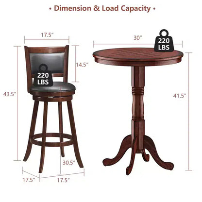 Ensemble de table de pub 5 pièces Table ronde de 76 cm de hauteur de bar et 4 tabourets de bar pivotants – Sanzelize Design