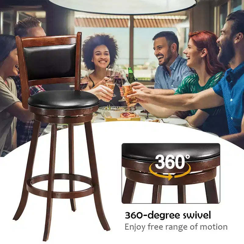 Ensemble de table de pub 5 pièces Table ronde de 76 cm de hauteur de bar et 4 tabourets de bar pivotants – Sanzelize Design