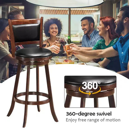 Ensemble de table de pub 5 pièces Table ronde de 76 cm de hauteur de bar et 4 tabourets de bar pivotants – Sanzelize Design
