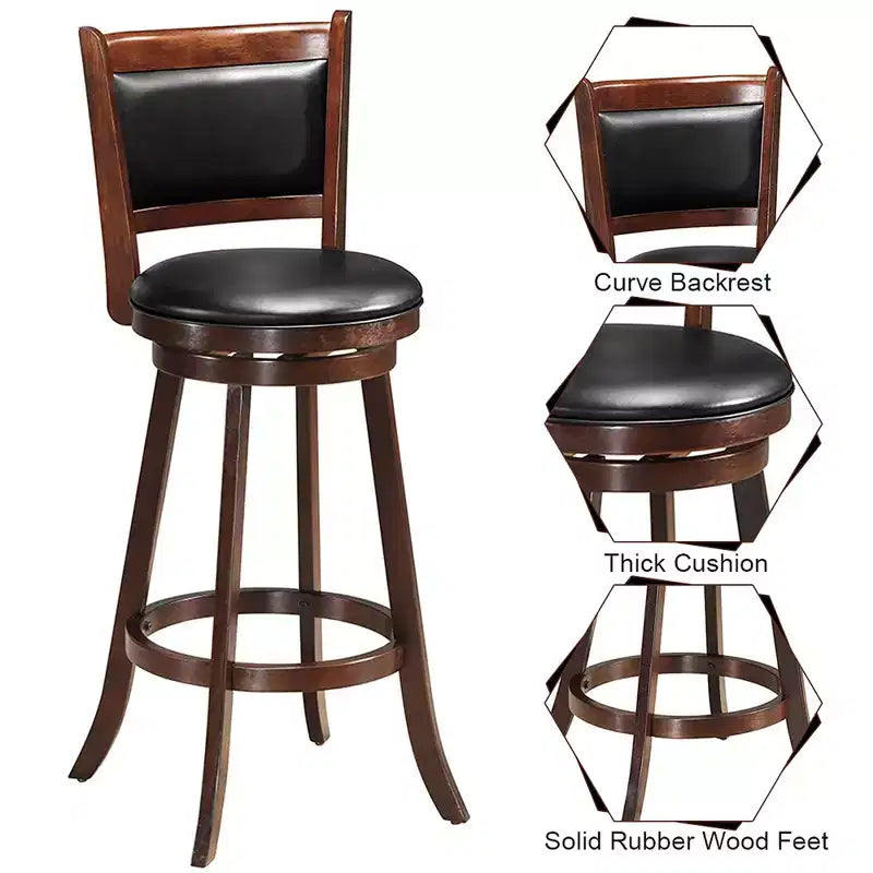Ensemble de table de pub 5 pièces Table ronde de 76 cm de hauteur de bar et 4 tabourets de bar pivotants – Sanzelize Design