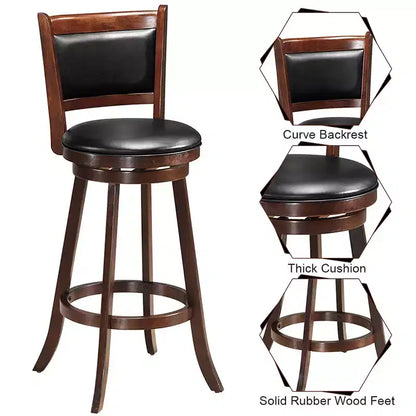 Ensemble de table de pub 5 pièces Table ronde de 76 cm de hauteur de bar et 4 tabourets de bar pivotants – Sanzelize Design