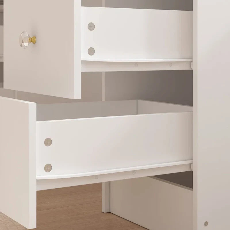 Coiffeuse LED de luxe avec 9 tiroirs, station de maquillage élégante – Sanzelize Design