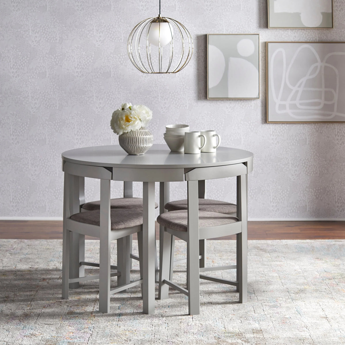 Ensemble de salle à manger rond compact 5 pièces – Sanzelize Design
