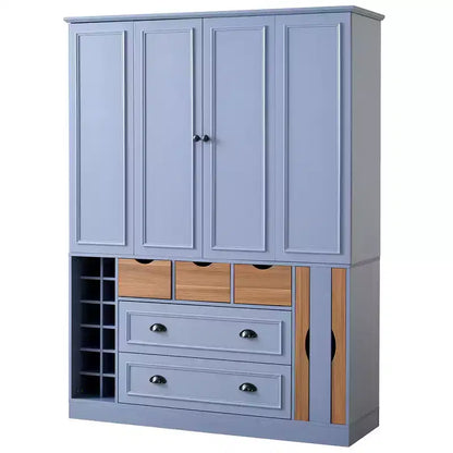 Garde-manger de cuisine autoportant de 180 cm de haut, grand buffet de salle à manger avec 4 portes pliantes, étagères – Sanzelize Design