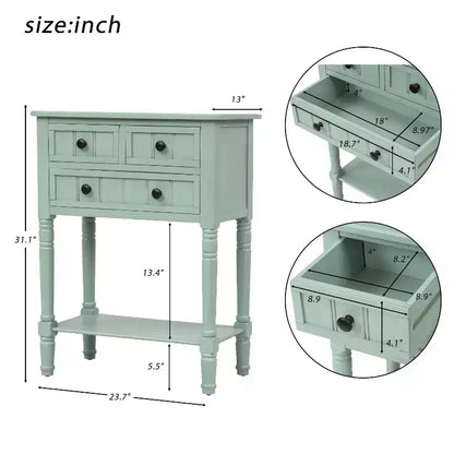 Console étroite de 60 cm avec 3 tiroirs et étagère, table d'appoint pour petite entrée ou salon – Sanzelize Design