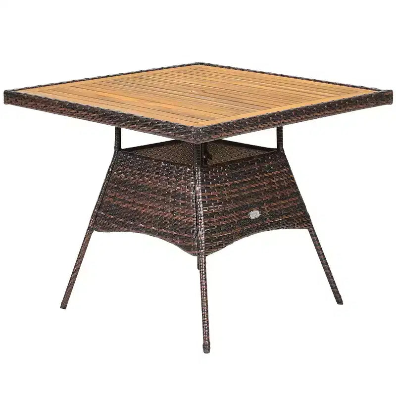 Ensemble de salle à manger 5 pièces en rotin pour terrasse, chaises avec accoudoirs, plateau de table en bois – Sanzelize Design