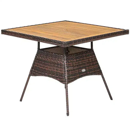 Ensemble de salle à manger 5 pièces en rotin pour terrasse, chaises avec accoudoirs, plateau de table en bois – Sanzelize Design