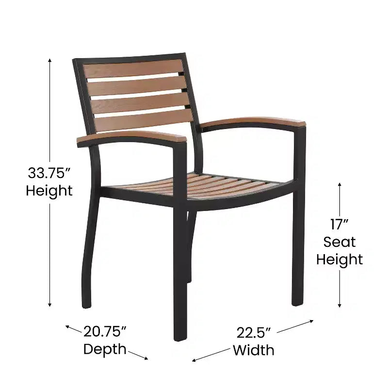 Ensemble table de jardin 7 pièces - 4 chaises empilables en teck synthétique imitation bois – Sanzelize Design