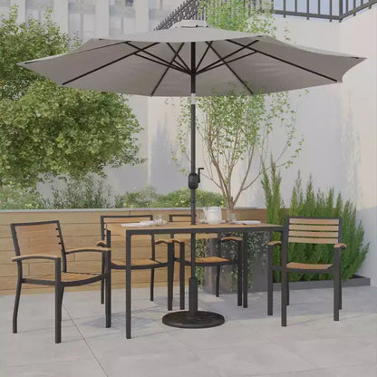 Ensemble table de jardin 7 pièces - 4 chaises empilables en teck synthétique imitation bois – Sanzelize Design