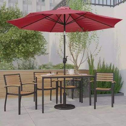 Ensemble table de jardin 7 pièces - 4 chaises empilables en teck synthétique imitation bois – Sanzelize Design