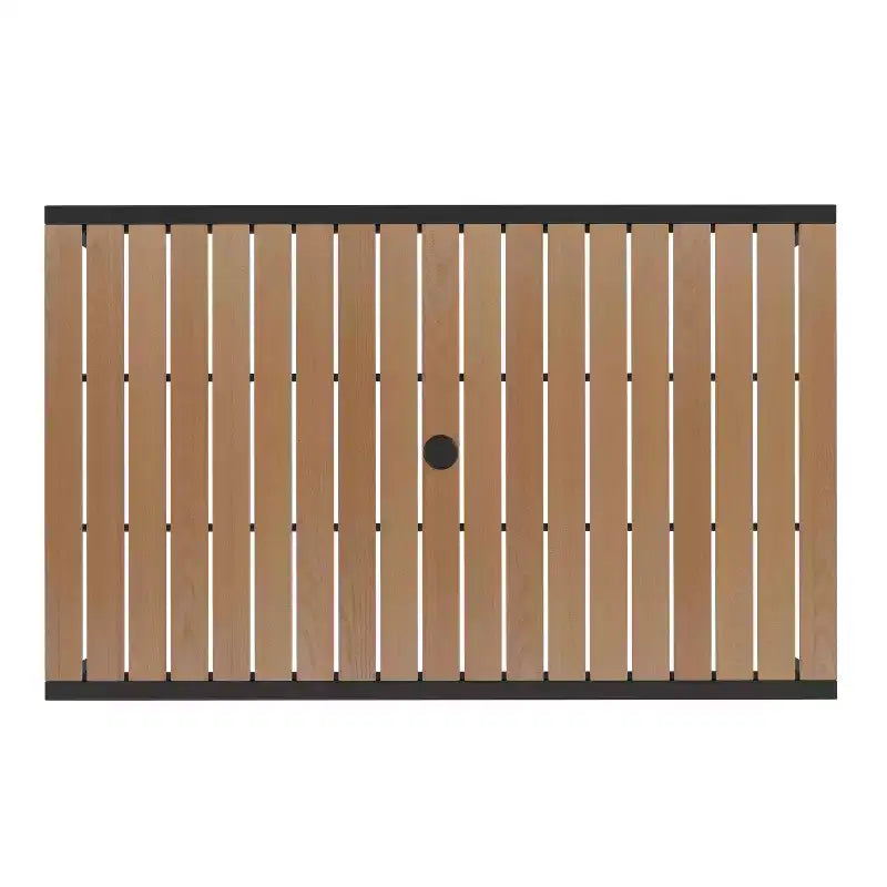 Ensemble table de jardin 7 pièces - 4 chaises empilables en teck synthétique imitation bois – Sanzelize Design
