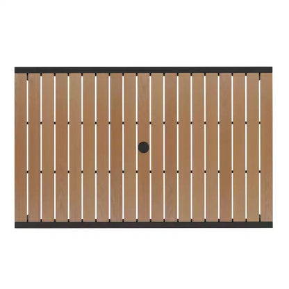 Ensemble table de jardin 7 pièces - 4 chaises empilables en teck synthétique imitation bois – Sanzelize Design