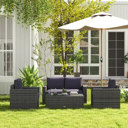 Ensemble de mobilier de jardin en rotin 4 pièces, salon de conversation extérieur rembourré avec 2 chaises – Sanzelize Design
