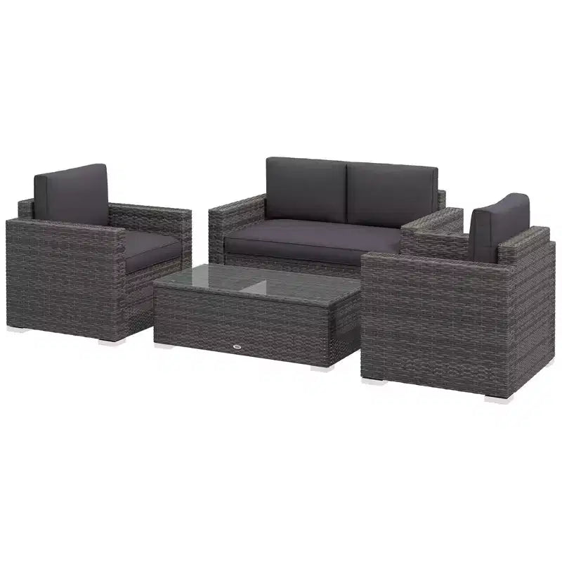 Ensemble de mobilier de jardin en rotin 4 pièces, salon de conversation extérieur rembourré avec 2 chaises – Sanzelize Design