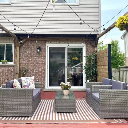 Ensemble de mobilier de jardin en rotin 4 pièces, salon de conversation extérieur rembourré avec 2 chaises – Sanzelize Design