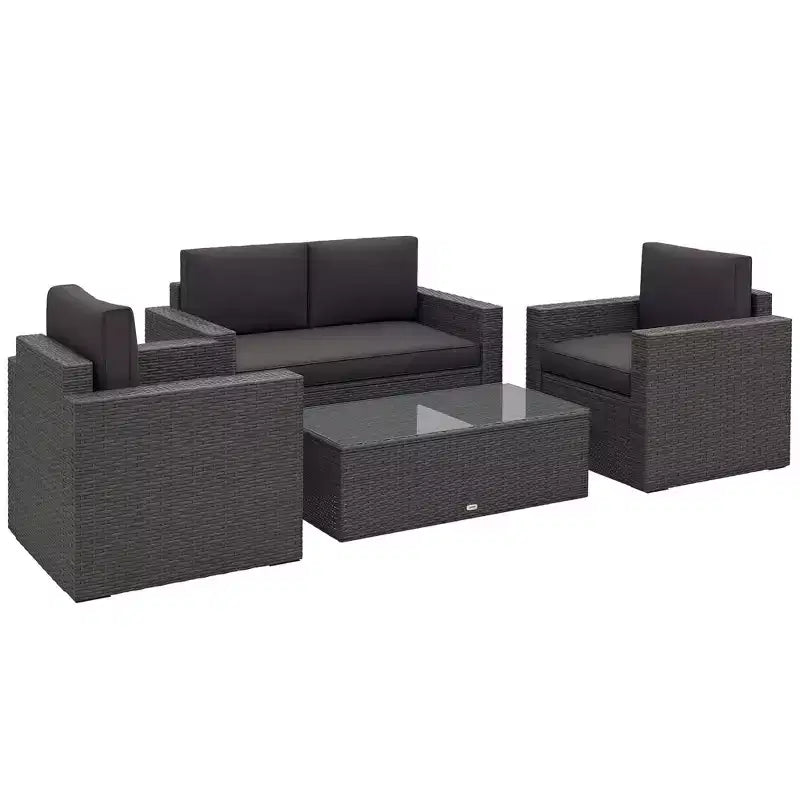 Ensemble de mobilier de jardin en rotin 4 pièces, salon de conversation extérieur rembourré avec 2 chaises – Sanzelize Design