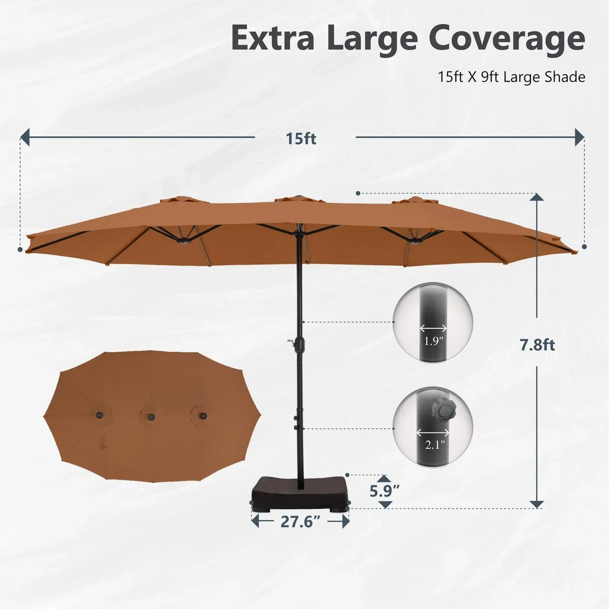 Grand Parasol Double Face de 4,5 m avec Base Incluse pour terrasse – Sanzelize Design