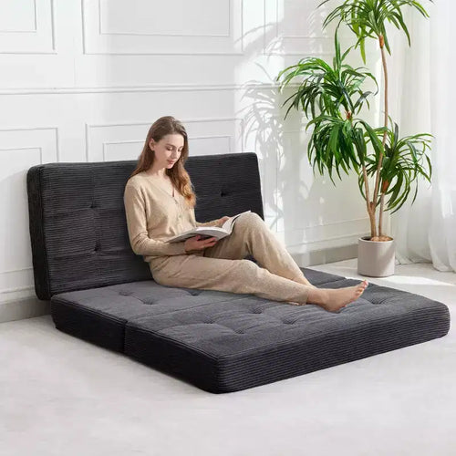 Canapé-lit pliable en mousse à mémoire de forme 99 x 190 cm - Matelas capitonné de 15,2 cm – Sanzelize Design