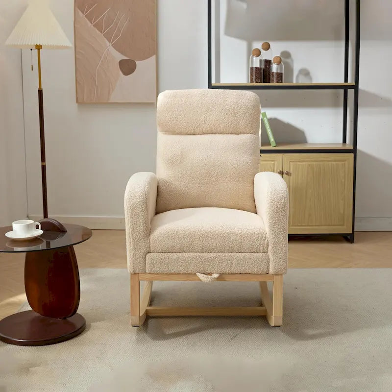 Fauteuil à bascule rembourré moderne de 75 cm de hauteur avec dossier haut – Sanzelize Design