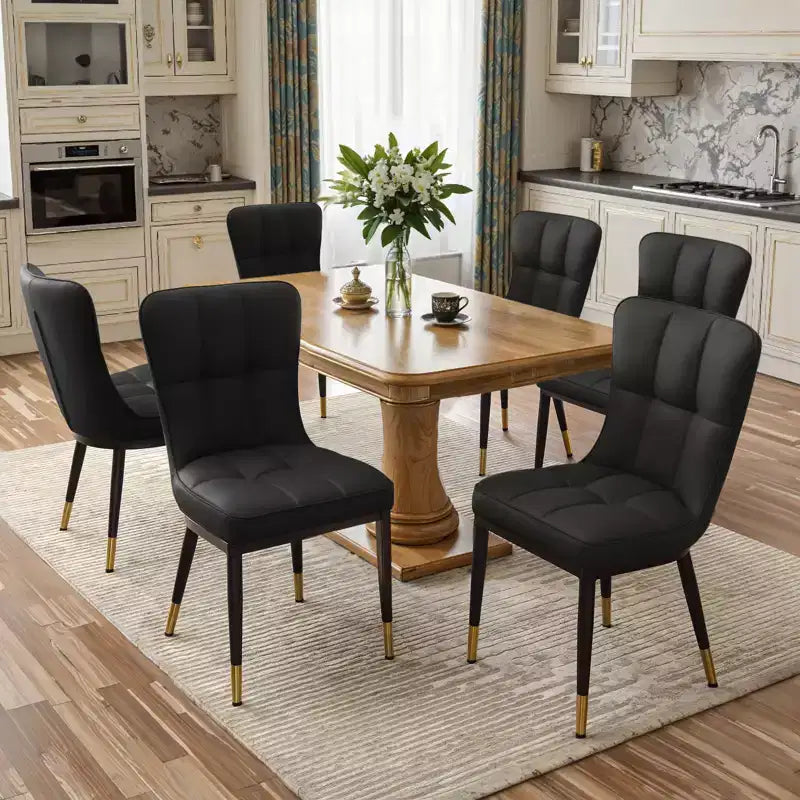 Lot de 6 chaises de salle à manger, modernes, rembourrées, en similicuir, avec haut dossier, pieds en métal – Sanzelize Design