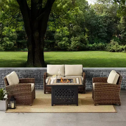 Ensemble de foyer extérieur en acier Bradenton 4 pièces – Sanzelize Design