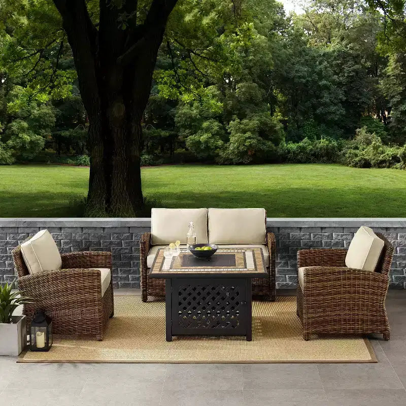 Ensemble de foyer extérieur en acier Bradenton 4 pièces – Sanzelize Design