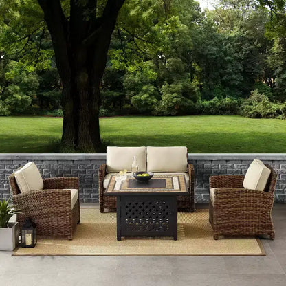 Ensemble de foyer extérieur en acier Bradenton 4 pièces – Sanzelize Design