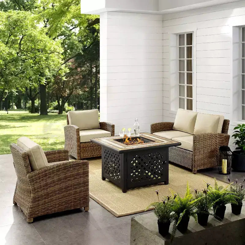 Ensemble de foyer extérieur en acier Bradenton 4 pièces – Sanzelize Design