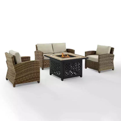 Ensemble de foyer extérieur en acier Bradenton 4 pièces – Sanzelize Design