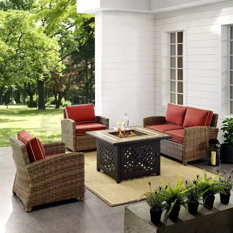 Ensemble de foyer extérieur en acier Bradenton 4 pièces – Sanzelize Design